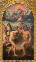 BOLOGNA, ITALY - MARCH 16, 2014: The painting of baptism of Christ in church Chiesa id San Martino...