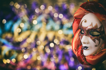 Carnival mask on colorful blur background