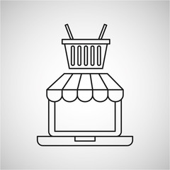 drawing ecommerce laptop basket shop icon vector illustration eps 10