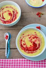 dessert with raspberries