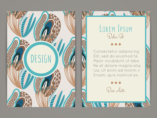 Obraz premium Cover design with floral pattern. Hand drawn creative flower. Colorful artistic background with blossom. It can be used for invitation, card, cover book, catalog. Size A4. Vector illustration, eps10