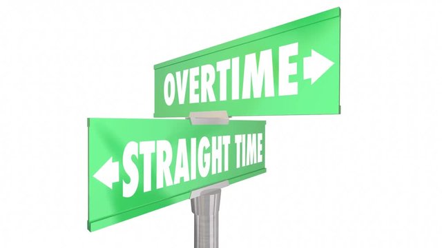 Overtime Vs Straight Time Working Wage Pay Signs 3d Animation