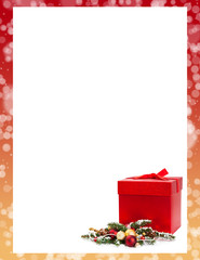 Christmas Card with Christmas Theme Background with space for text. Selective focus.