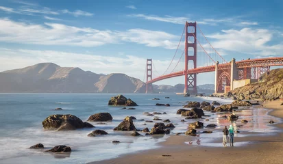 Rolgordijnen Golden Gate Bridge bij zonsondergang, San Francisco, Californië, VS © JFL Photography