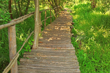 Rustic wooden bridge