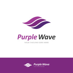 Purple logo with three lines looking like a wave