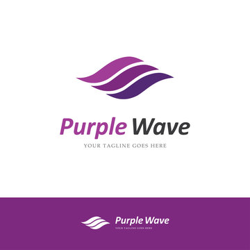 Purple Logo With Three Lines Looking Like A Wave