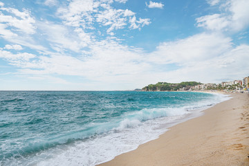 Beach, sea and beautiful blue sky with clouds