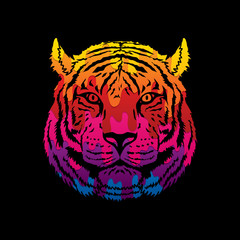 Tiger head designed using melting colors graphic vector.