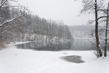 Winter Snowing in Plitvice Lakes National Park