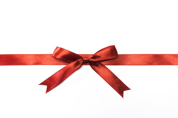 Red ribbon bow on white background.