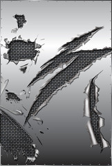 Torn metal with screws illustration