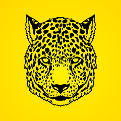 Cheetah head outline stroke graphic vector.