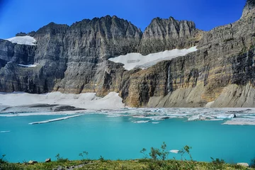 Crédence de cuisine en verre imprimé Glaciers Grinnell Glacier clear blue sky, Glacier National Park, Montana