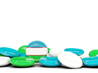 Flag of uzbekistan, round buttons