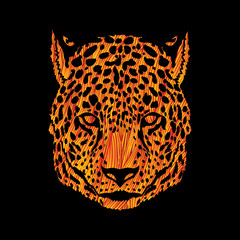 Cheetah head designed using yellow grunge brush graphic vector.