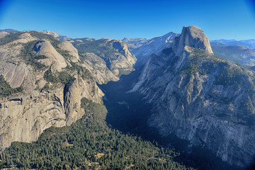 Glacier Point overlook view and Half Dome in Yosemite National P
