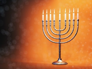 Hanukkah menorah with burning candles
