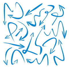 Set of blue arrows. Vector Illustration.