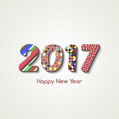 Happy New Year 2017 background. Calendar decoration in line. Colorful greeting card. Chinese calendar template for the year of rooster. Vector illustration