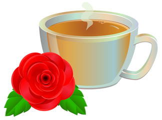Rose tea on transparent glass cup vector image