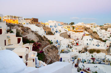 Fototapeta premium An evening scene of Oia village in Santorini