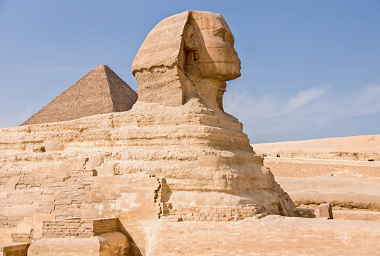 Ancient Egyptian Pyramid of Khafre Giza and Great Sphinx