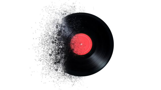 Vinyl records appear of music notes