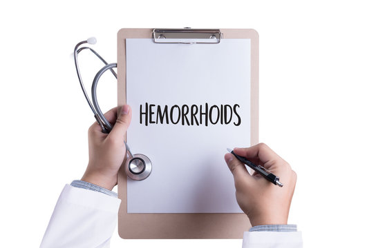 HEMORRHOIDS CONCEPT Diagnosis - Hemorrhoids. Medical Report with