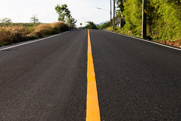 Yellow line on the new road