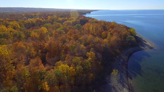 Aerial video of foliage in Narowsburg NY, USA