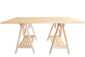 Table wooden Workshop table  isolated on white background