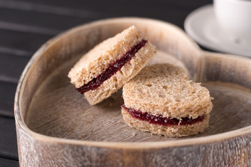 Sweet sandwiches in heart shape for Valentines day