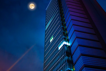 Super Moon and Tokyo Buildings