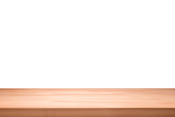 Wood table top on white background - can be used for display or