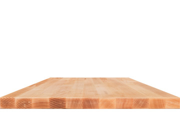 Wood table top on white background - can be used for display or
