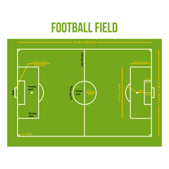 Football Soccer Field Court Color Illustration - Size and Dimension