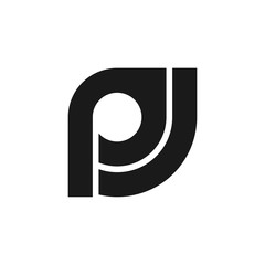 Line P letter initial logo design