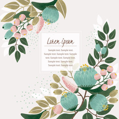Vector illustration of a beautiful floral bouquet with spring flowers. Beige background