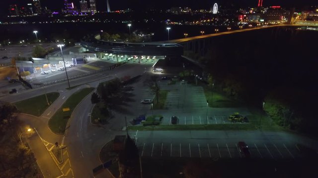 Aerial footage of the American to Canadian boarder crossing in Niagara New York USA