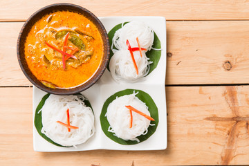 Thai vermicelli eaten with curry