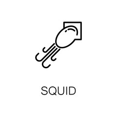 Squid flat icon or logo for web design.