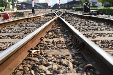 Close up railway tracks