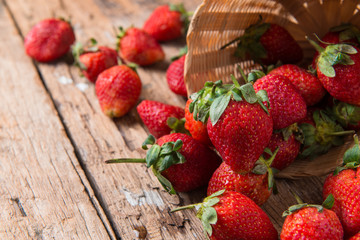 Strawberry on wooden background