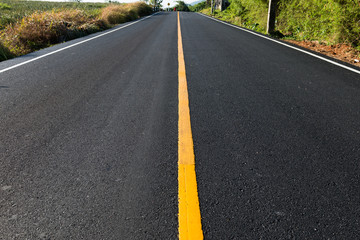 Yellow line on the new road