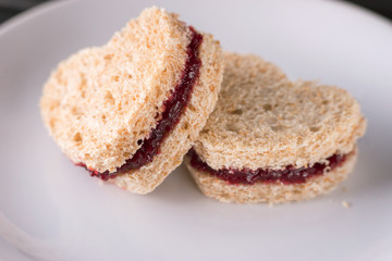 Sweet sandwiches in heart shape for Valentines day