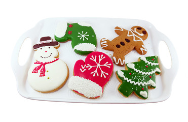 Obraz premium Christmas cookies; snow man, Christmas tree, ginger bread man