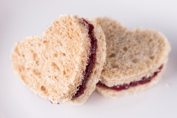 Sweet sandwiches in heart shape for Valentines day
