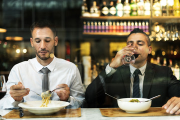 Businessman Meeting Eating Discussion Cuisine Party Concept