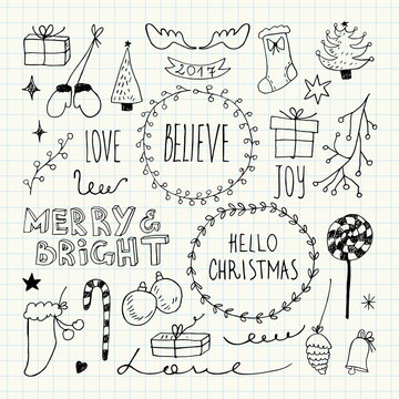 Christmas and New Year doodles collection